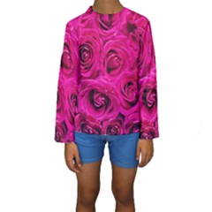 Pink-flowers-roses-background Kids  Long Sleeve Swimwear by Sapixe