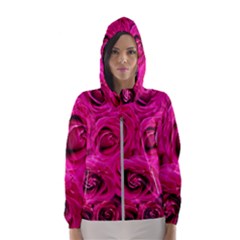 Pink-flowers-roses-background Women s Hooded Windbreaker by Sapixe