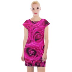 Pink-flowers-roses-background Cap Sleeve Bodycon Dress by Sapixe