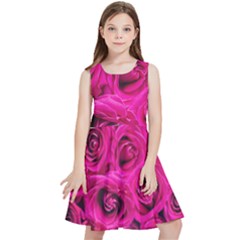 Pink-flowers-roses-background Kids  Skater Dress