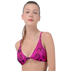 Pink-flowers-roses-background Knot Up Bikini Top by Sapixe