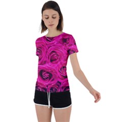 Pink-flowers-roses-background Back Circle Cutout Sports Tee by Sapixe