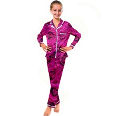 Pink-flowers-roses-background Kid s Satin Long Sleeve Pajamas Set