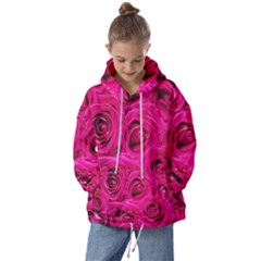 Pink-flowers-roses-background Kids  Oversized Hoodie by Sapixe