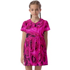 Pink-flowers-roses-background Kids  Asymmetric Collar Dress by Sapixe