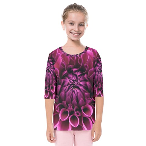 Dahlia-flower-purple-dahlia-petals Kids  Quarter Sleeve Raglan Tee by Sapixe