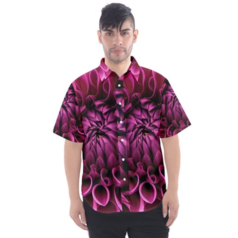 Dahlia-flower-purple-dahlia-petals Men s Short Sleeve Shirt by Sapixe