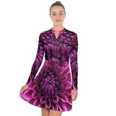 Dahlia-flower-purple-dahlia-petals Long Sleeve Panel Dress by Sapixe