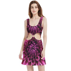 Dahlia-flower-purple-dahlia-petals Velvet Cutout Dress by Sapixe