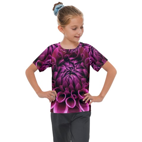 Dahlia-flower-purple-dahlia-petals Kids  Mesh Piece Tee by Sapixe