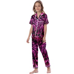 Dahlia-flower-purple-dahlia-petals Kids  Satin Short Sleeve Pajamas Set