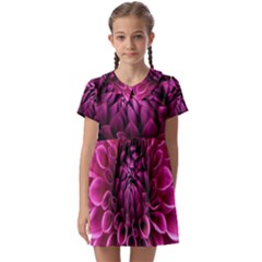 Dahlia-flower-purple-dahlia-petals Kids  Asymmetric Collar Dress