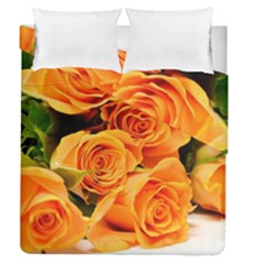 Roses-flowers-orange-roses Duvet Cover Double Side (queen Size) by Sapixe