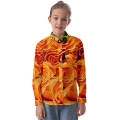 Roses-flowers-orange-roses Kids  Long Sleeve Shirt