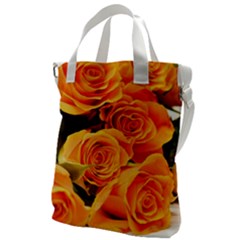 Roses-flowers-orange-roses Canvas Messenger Bag by Sapixe