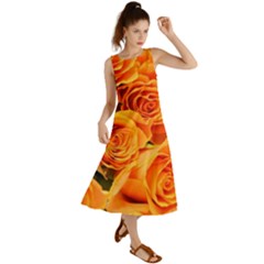 Roses-flowers-orange-roses Summer Maxi Dress by Sapixe