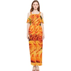 Roses-flowers-orange-roses Draped Sleeveless Chiffon Jumpsuit