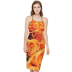 Roses-flowers-orange-roses Bodycon Cross Back Summer Dress by Sapixe