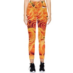 Roses-flowers-orange-roses Pocket Leggings 