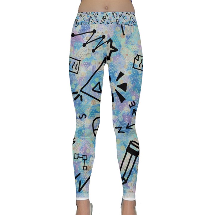 Science-education-doodle-background Classic Yoga Leggings