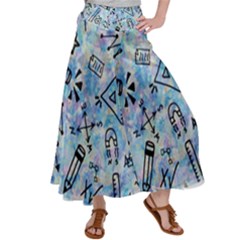 Science-education-doodle-background Satin Palazzo Pants