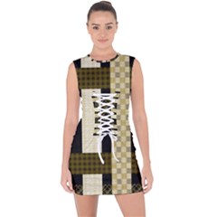 Art-stripes-pattern-design-lines Lace Up Front Bodycon Dress