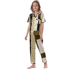 Art-stripes-pattern-design-lines Kids  Satin Short Sleeve Pajamas Set