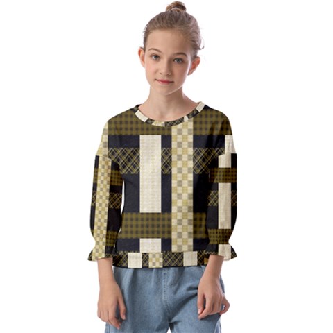 Art-stripes-pattern-design-lines Kids  Cuff Sleeve Top by Sapixe