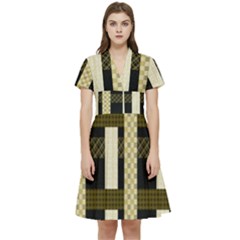 Art-stripes-pattern-design-lines Short Sleeve Waist Detail Dress