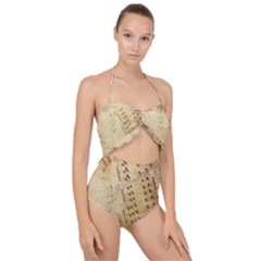 Music-melody-old-fashioned Scallop Top Cut Out Swimsuit by Sapixe