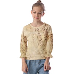 Music-melody-old-fashioned Kids  Cuff Sleeve Top