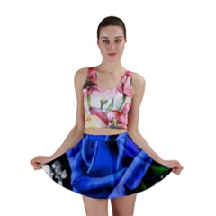 Blue-rose-rose-rose-bloom-blossom Mini Skirt by Sapixe