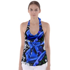 Blue-rose-rose-rose-bloom-blossom Babydoll Tankini Top by Sapixe