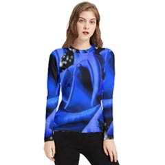 Blue-rose-rose-rose-bloom-blossom Women s Long Sleeve Rash Guard