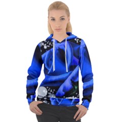 Blue-rose-rose-rose-bloom-blossom Women s Overhead Hoodie by Sapixe