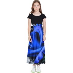 Blue-rose-rose-rose-bloom-blossom Kids  Flared Maxi Skirt by Sapixe