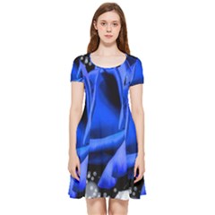 Blue-rose-rose-rose-bloom-blossom Inside Out Cap Sleeve Dress by Sapixe