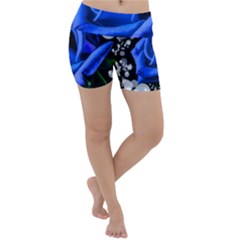 Blue-rose-rose-rose-bloom-blossom Lightweight Velour Yoga Shorts by Sapixe