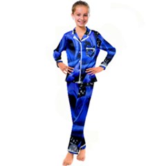 Blue-rose-rose-rose-bloom-blossom Kid s Satin Long Sleeve Pajamas Set