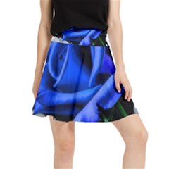 Blue-rose-rose-rose-bloom-blossom Waistband Skirt