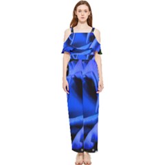 Blue-rose-rose-rose-bloom-blossom Draped Sleeveless Chiffon Jumpsuit