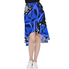 Blue-rose-rose-rose-bloom-blossom Frill Hi Low Chiffon Skirt