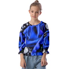 Blue-rose-rose-rose-bloom-blossom Kids  Cuff Sleeve Top