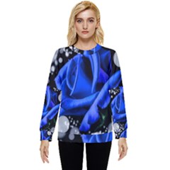 Blue-rose-rose-rose-bloom-blossom Hidden Pocket Sweatshirt