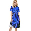 Blue-rose-rose-rose-bloom-blossom Button Top Knee Length Dress View1