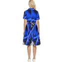 Blue-rose-rose-rose-bloom-blossom Button Top Knee Length Dress View2