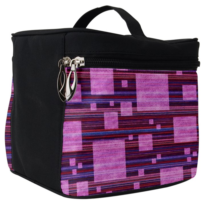 Squares-purple-stripes-texture Make Up Travel Bag (Big)