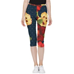 Flowers-vintage-floral Inside Out Lightweight Velour Capri Leggings 