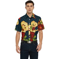 Flowers-vintage-floral Men s Short Sleeve Pocket Shirt 