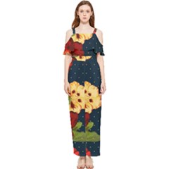 Flowers-vintage-floral Draped Sleeveless Chiffon Jumpsuit